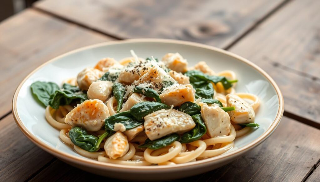 creamy chicken spinach pasta