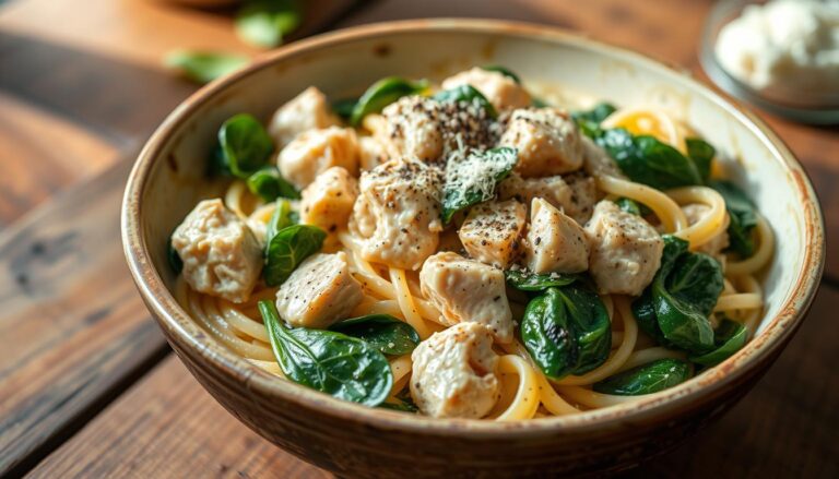 creamy chicken spinach pasta