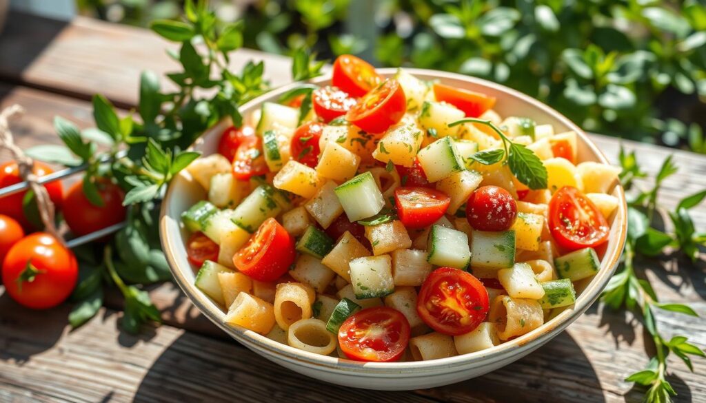 cucumber tomato pasta salad