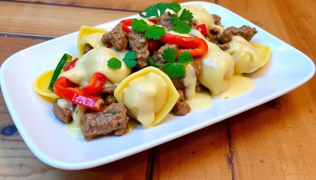 philly Cheesesteak Tortellini Pasta 