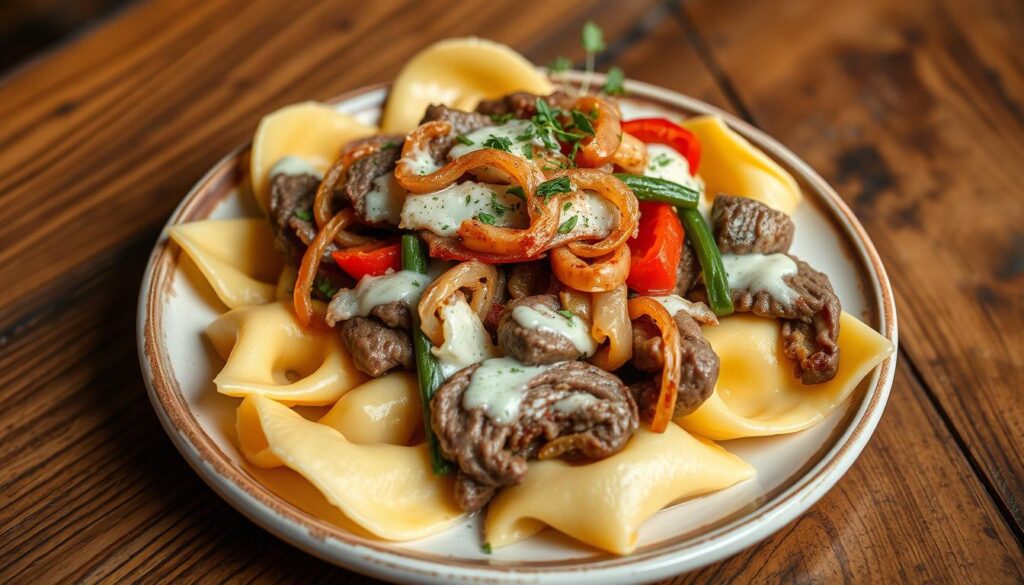 philly Cheesesteak Tortellini Pasta 