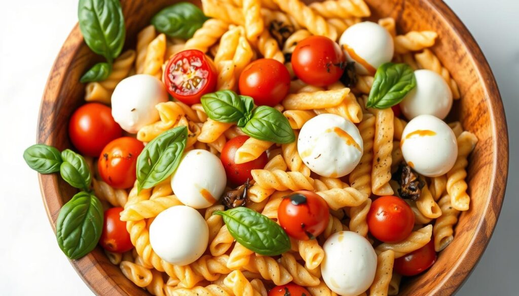 pasta salad with mozzarella balls