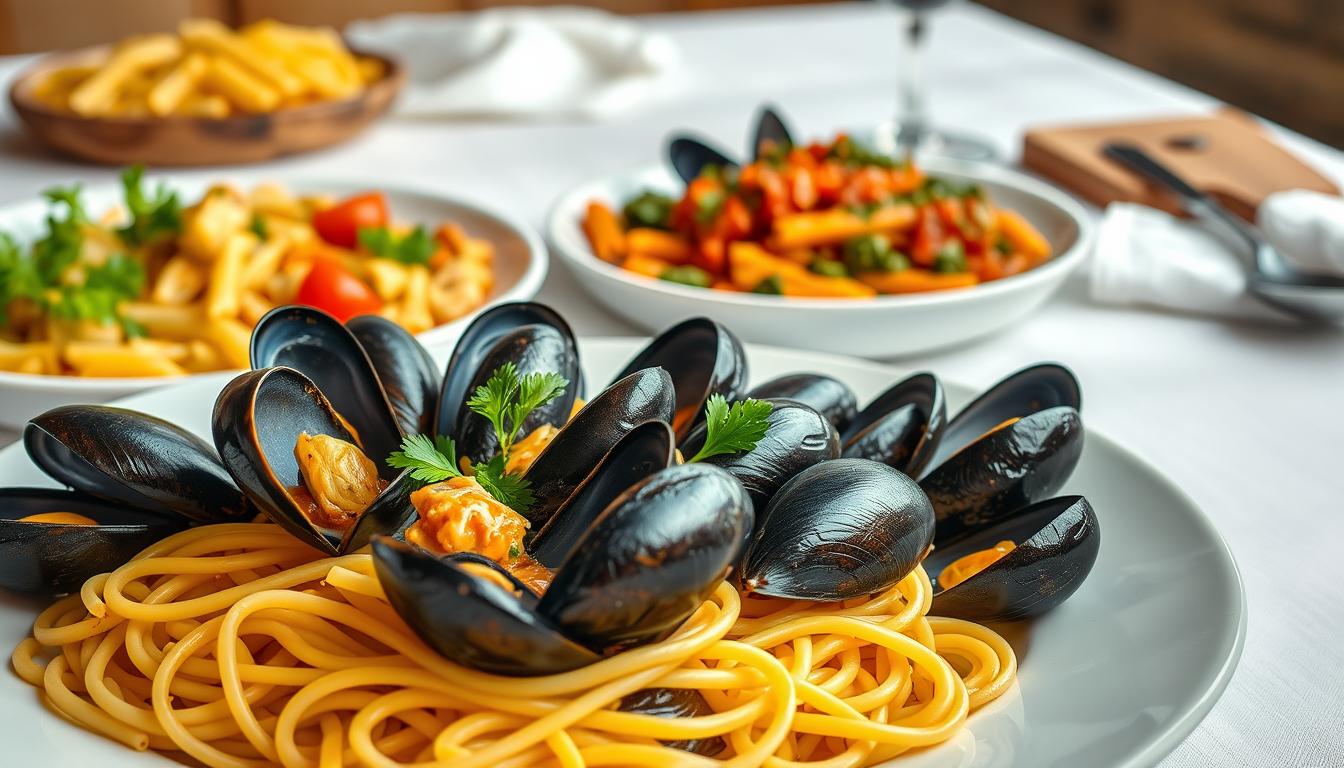 Mussel pasta variations