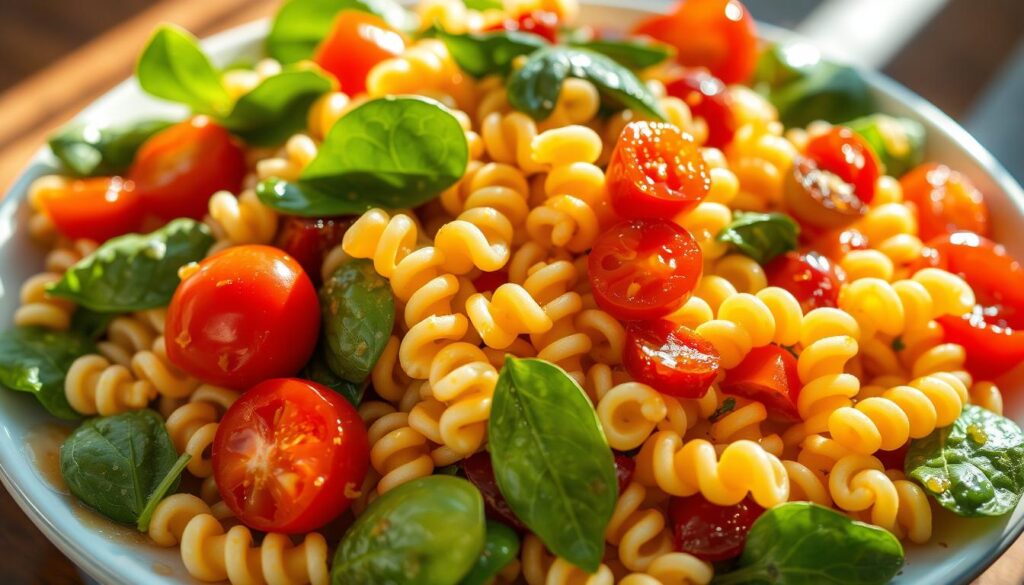 pasta salad with fresh vegetables