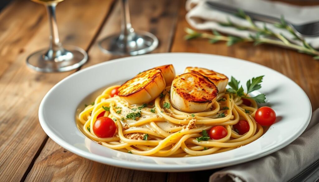 scallop pasta dish